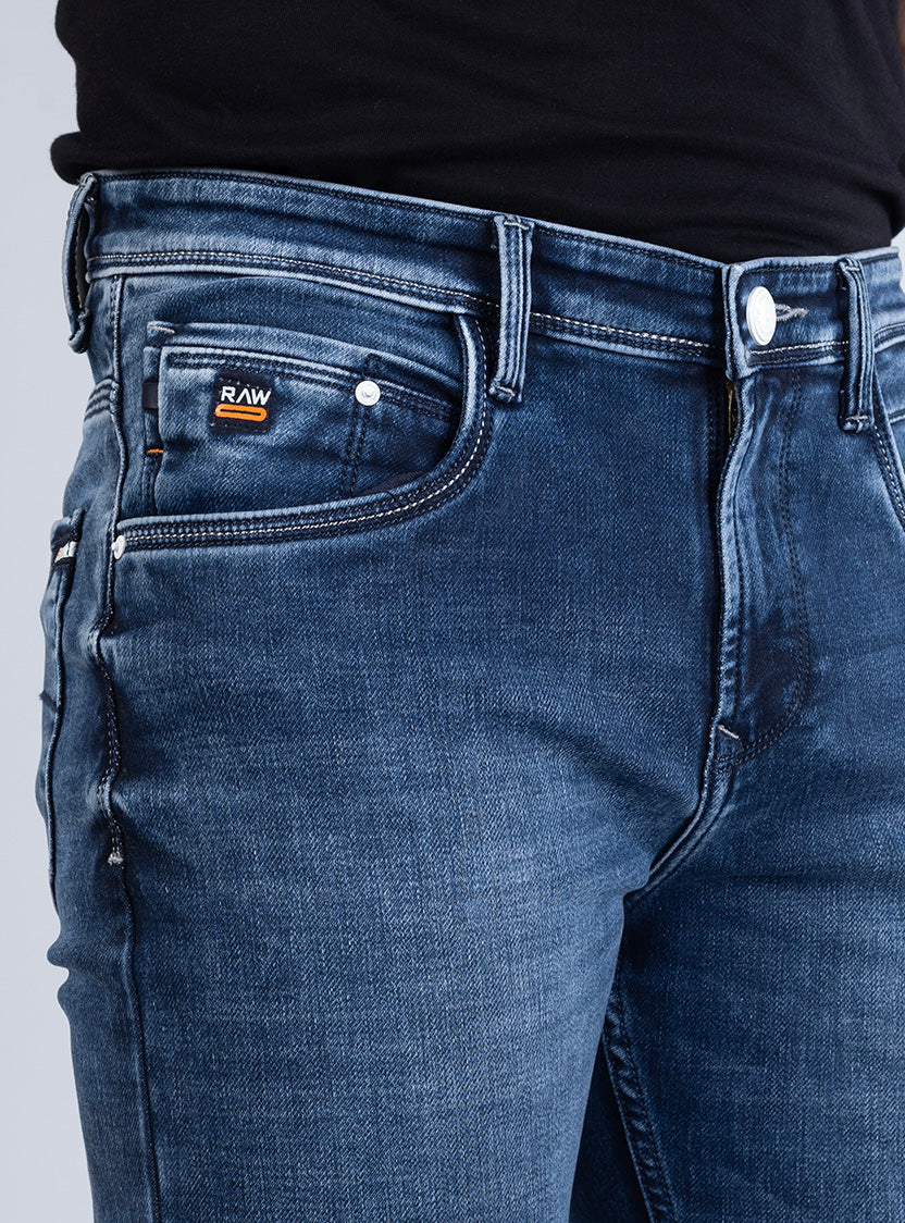 Smart Slim Fit Deep Indigo Blue Denim Jeans for Men