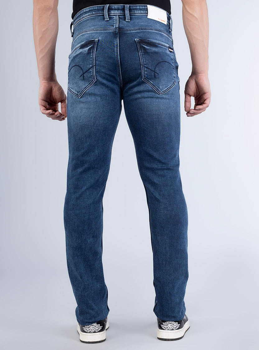 Smart Slim Fit Deep Indigo Blue Denim Jeans for Men