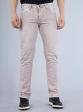 Smart Slim Fit Light Beige Washed Denim Jeans for Men
