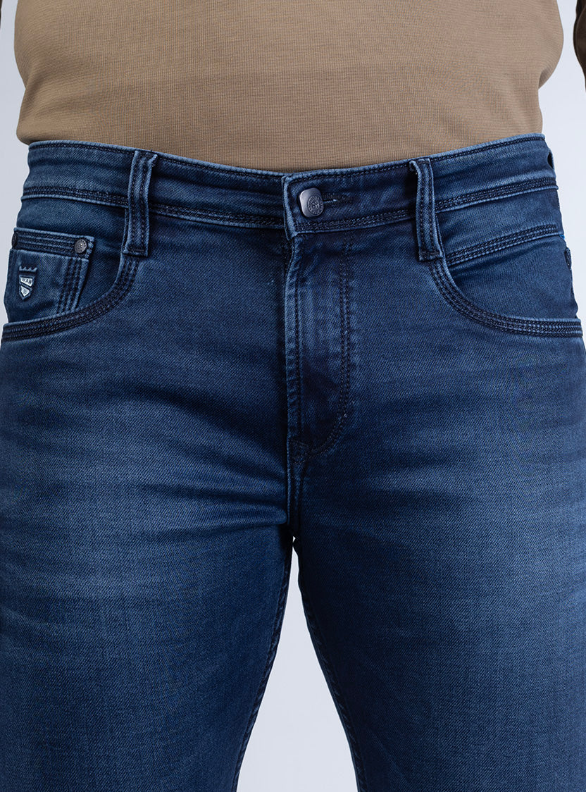 Smart Deep Indigo Blue Slim Denim Jeans for Men