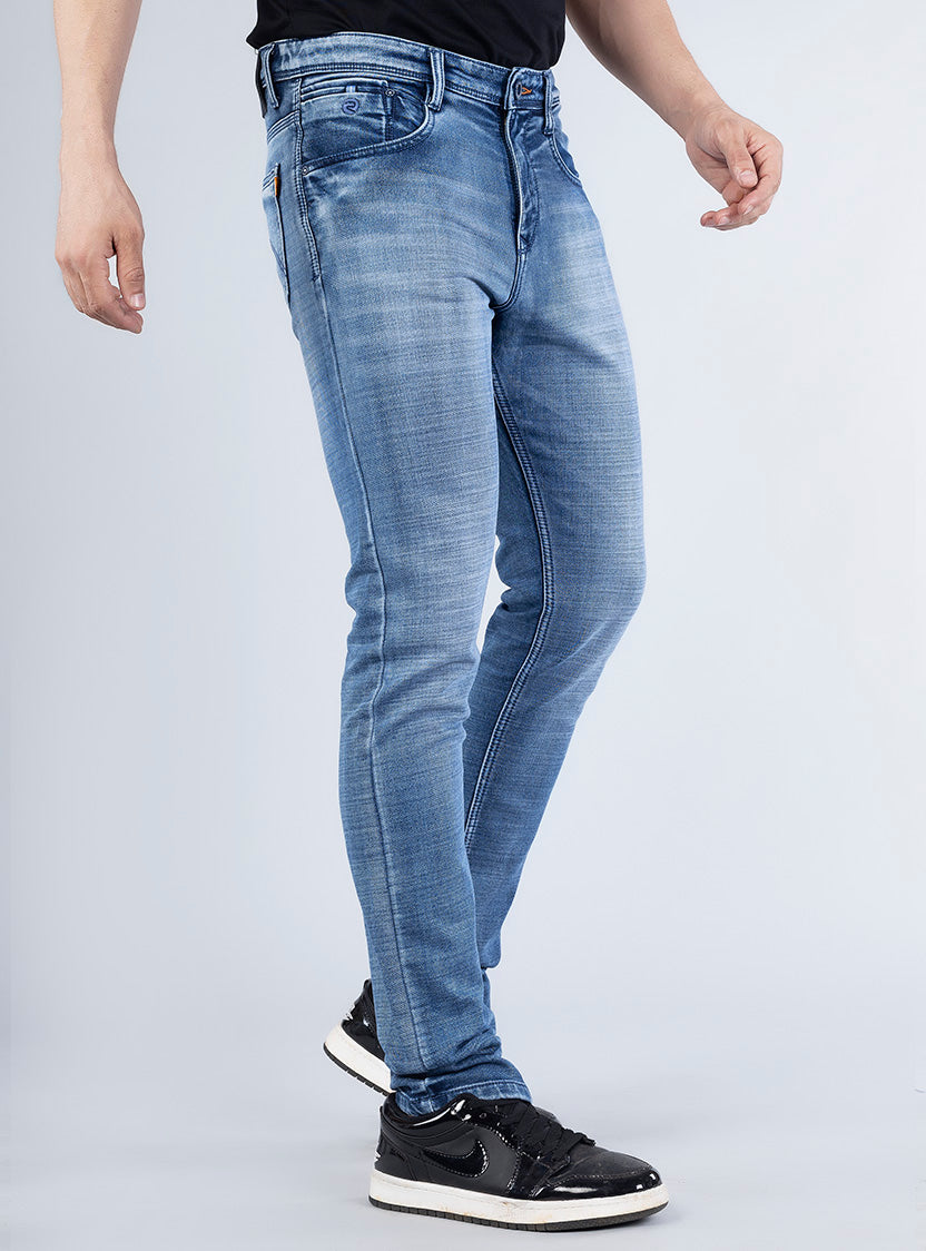 Smart Slim Fit Light Blue Washed Denim Jeans for Men