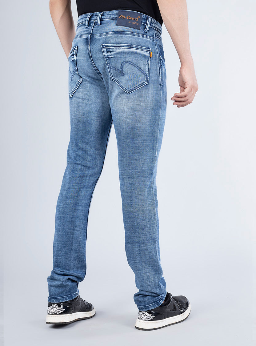 Smart Slim Fit Light Blue Washed Denim Jeans for Men
