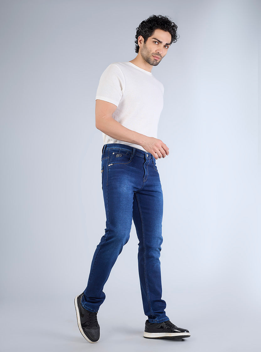 Smart Slim Fit Mid Blue Denim Jeans for Men
