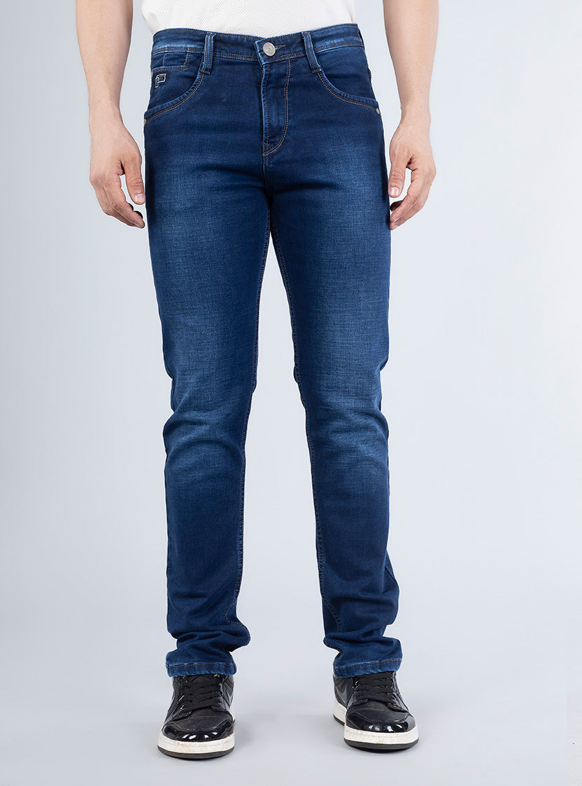 Smart Slim Fit Mid Blue Denim Jeans for Men