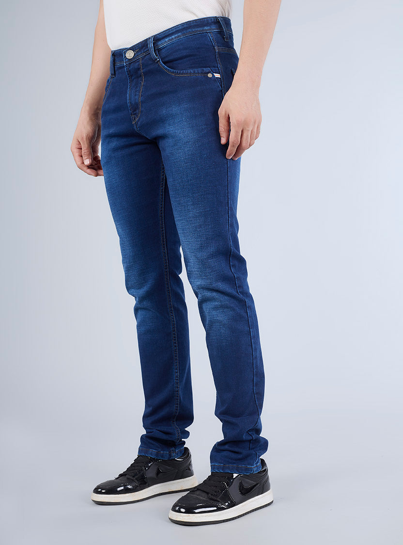 Smart Slim Fit Mid Blue Denim Jeans for Men