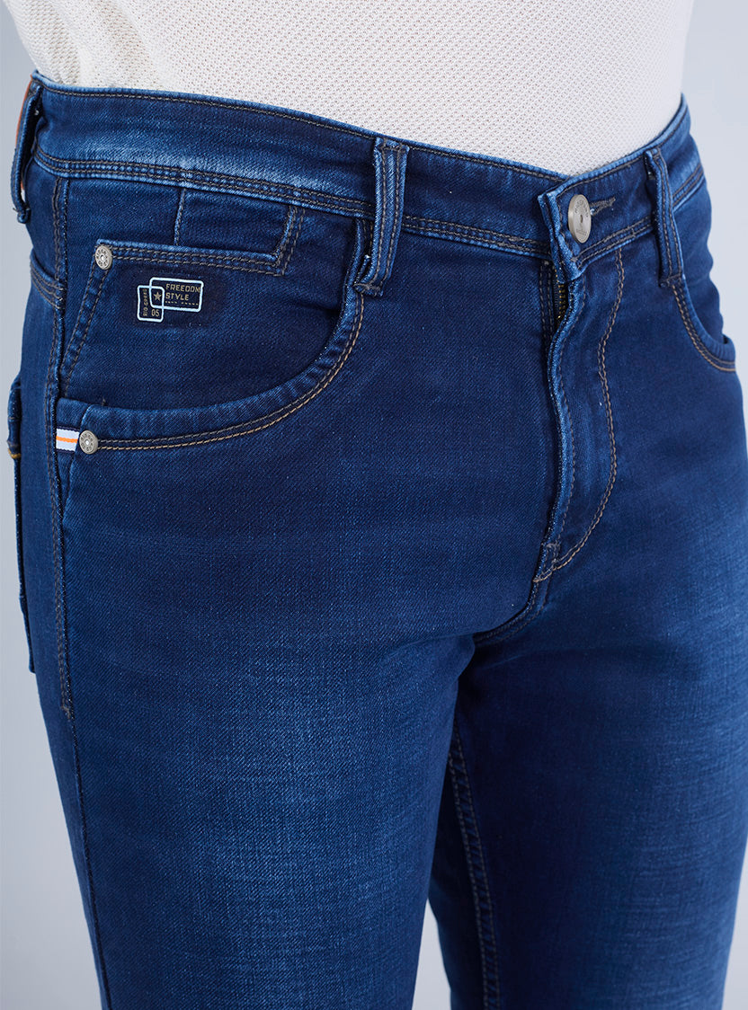 Smart Slim Fit Mid Blue Denim Jeans for Men